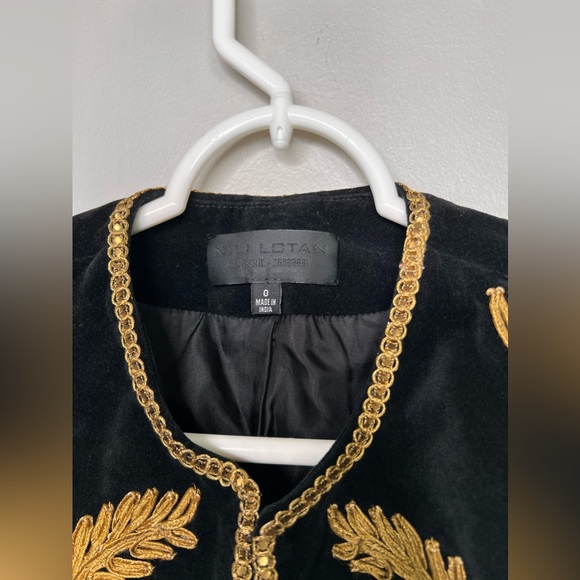 Nili Lotan Patsy Gold Embroidered  Jacket Black Velvet Floral Size XS /O EUC - Picture 6 of 11